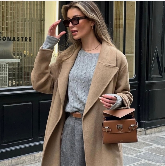 Zara Wool Blend Coat Camel Tan Size S - Picture 7 of 16